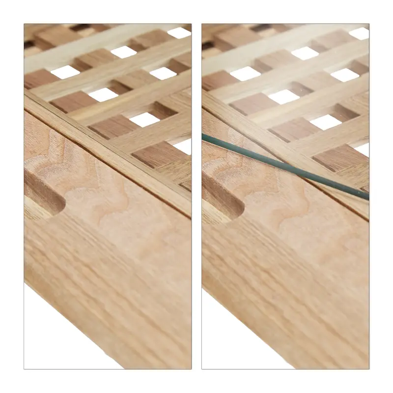 Servírovací stolek, kolečka, dřevo, tvrzené sklo, přírodní, sklo čiré, BRAZIL