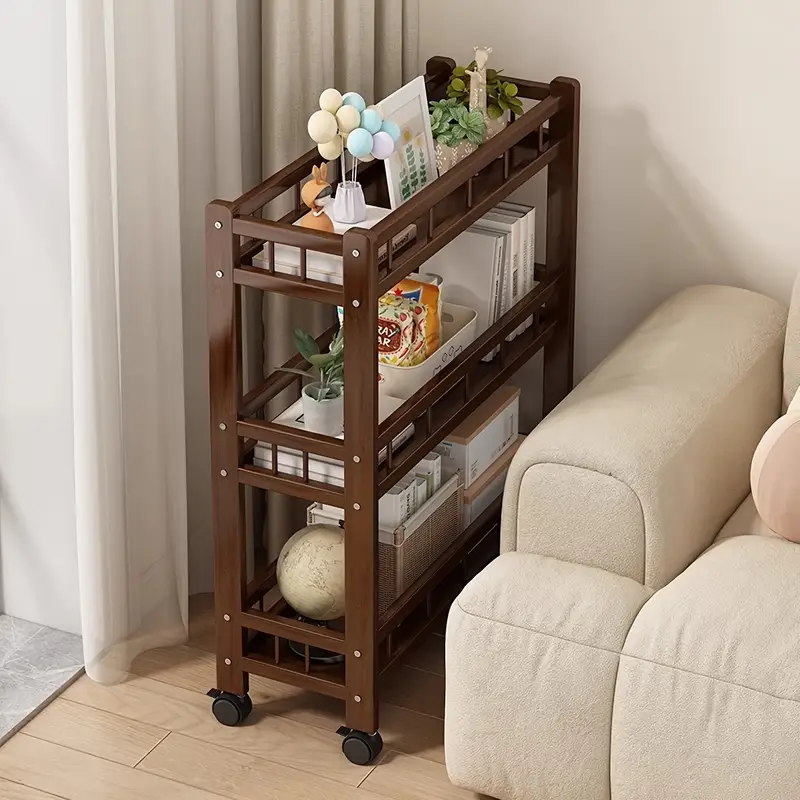 Servírovací stolek, kolečka, dřevo, hnědá, KAHIRA