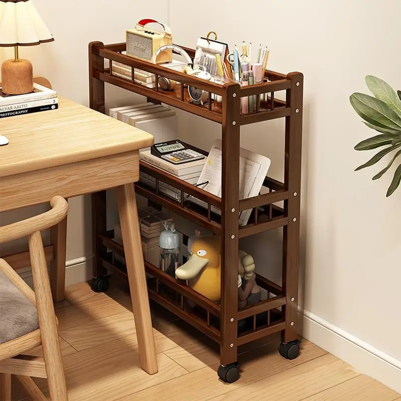 Servírovací stolek, kolečka, dřevo, hnědá, KAHIRA