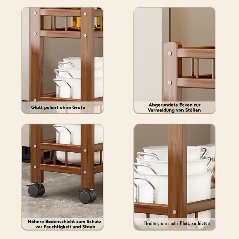 Servírovací stolek, kolečka, dřevo, hnědá, KAHIRA