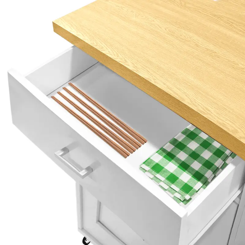 Servírovací stolek, kolečka, kov, dřevo, bílá/buk, ERIK