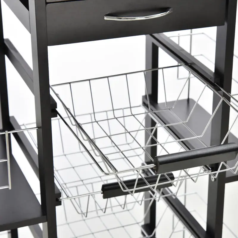 Servírovací stolek, kolečka, kov, dřevo, chrom, tmavě hnědá, SANTY