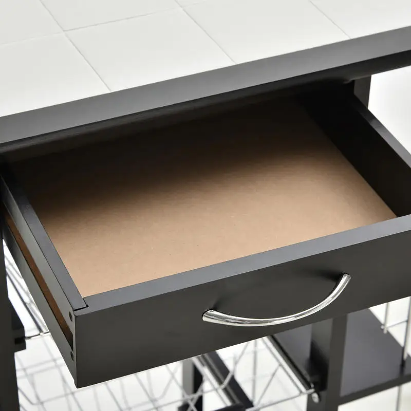 Servírovací stolek, kolečka, kov, dřevo, chrom, tmavě hnědá, SANTY