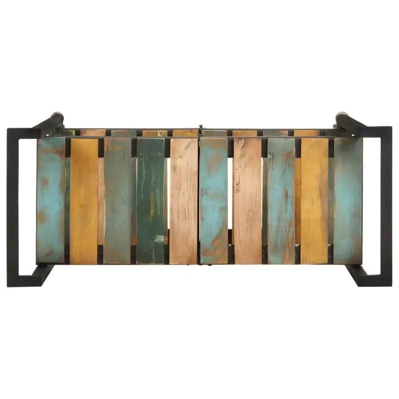 Servírovací stolek, kolečka, kov, masivní dřevo, černá, vícebarevné, BENJI