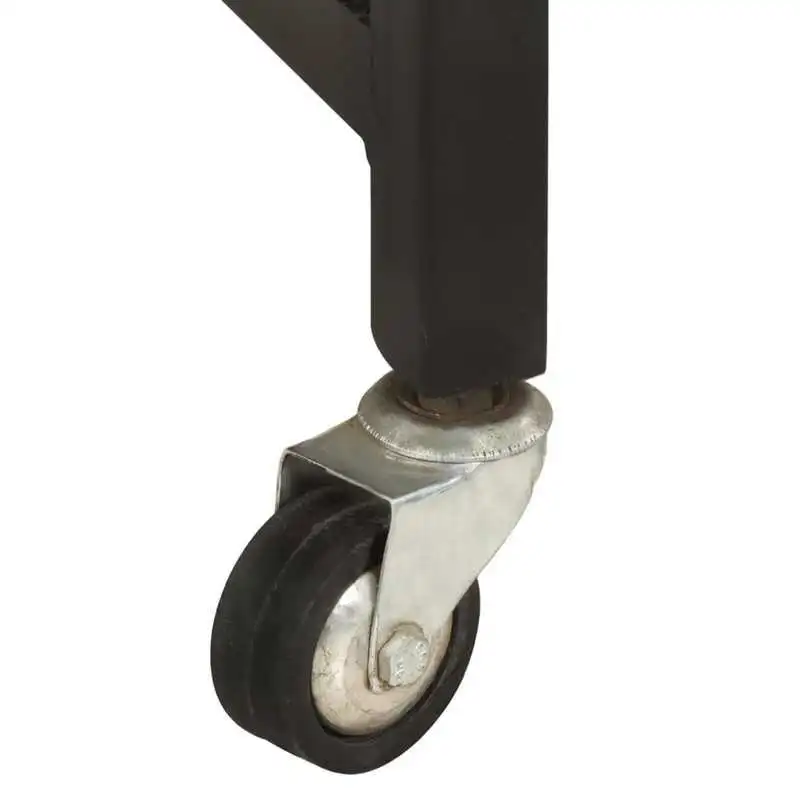 Servírovací stolek, kolečka, kov, masivní dřevo, černá, vícebarevné, BENJI