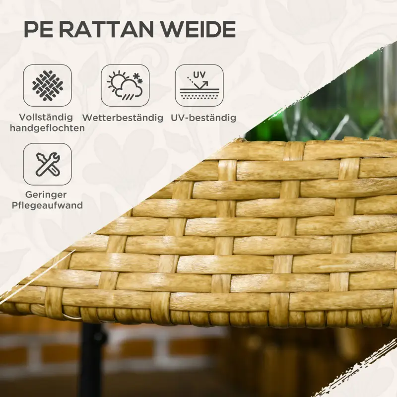 Servírovací stolek, kolečka, kov, dřevo, ratan, černá, přírodní, DANIKA