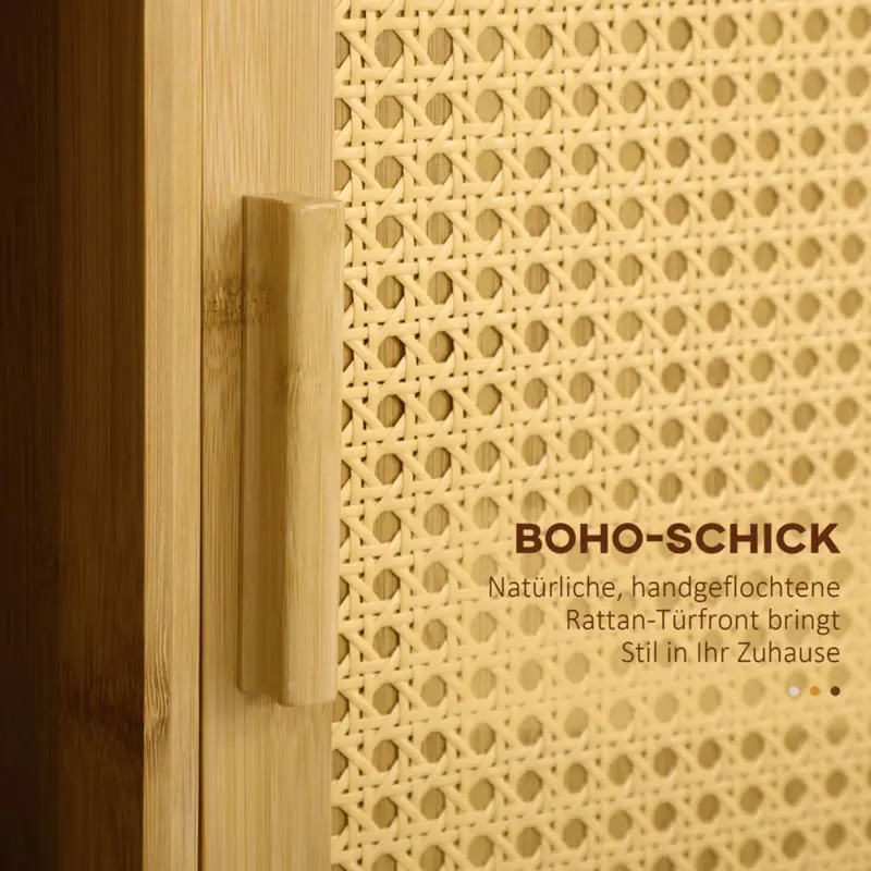 Servírovací stolek, kolečka, kov, dřevo, bambusový vzhled, RICHARD