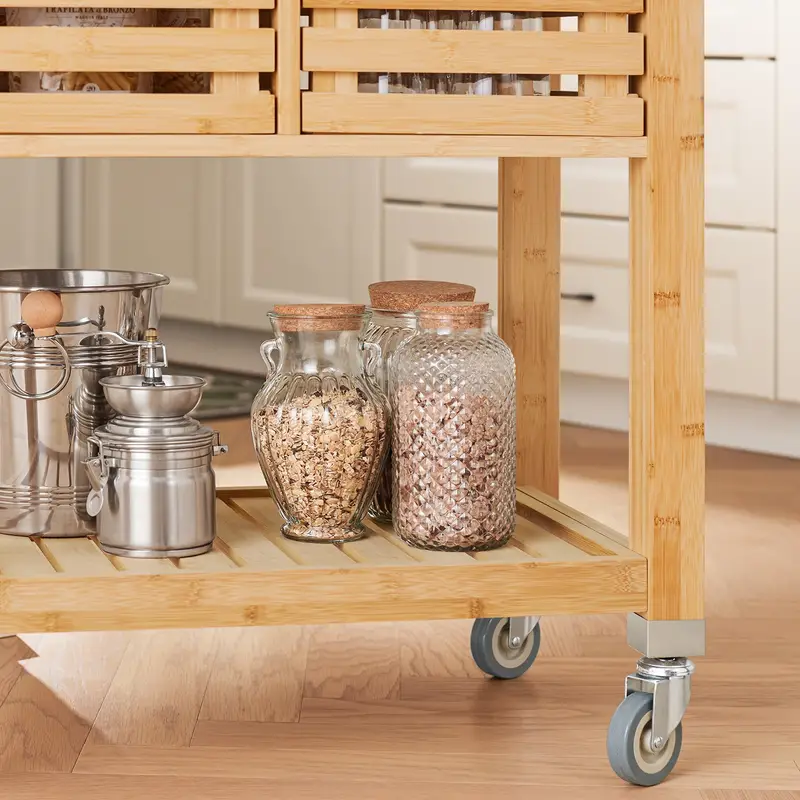 Servírovací stolek, kolečka, kov, dřevo, nerez, MALORKA