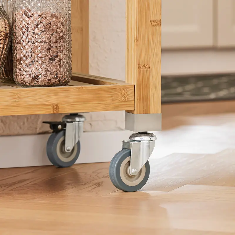 Servírovací stolek, kolečka, kov, dřevo, nerez, MALORKA