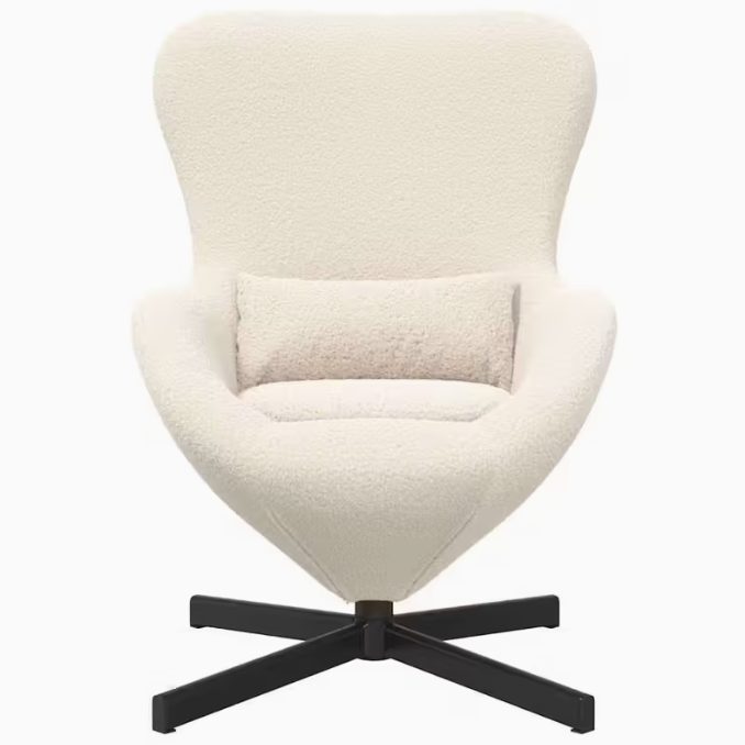 Křeslo relaxační, vajíčko, krémová bouclé, JOJO