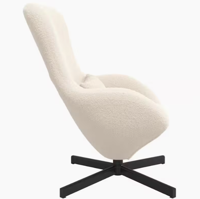 Křeslo relaxační, vajíčko, krémová bouclé, JOJO