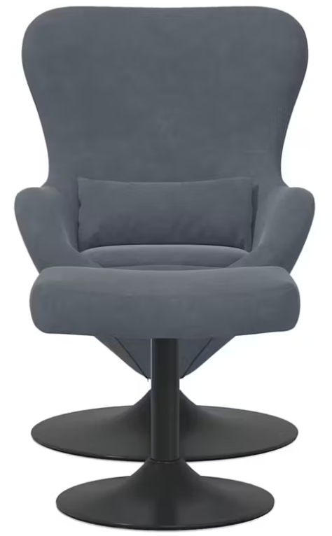 Křeslo relaxační, vajíčko, s taburetem, tmavě šedá, JOJO