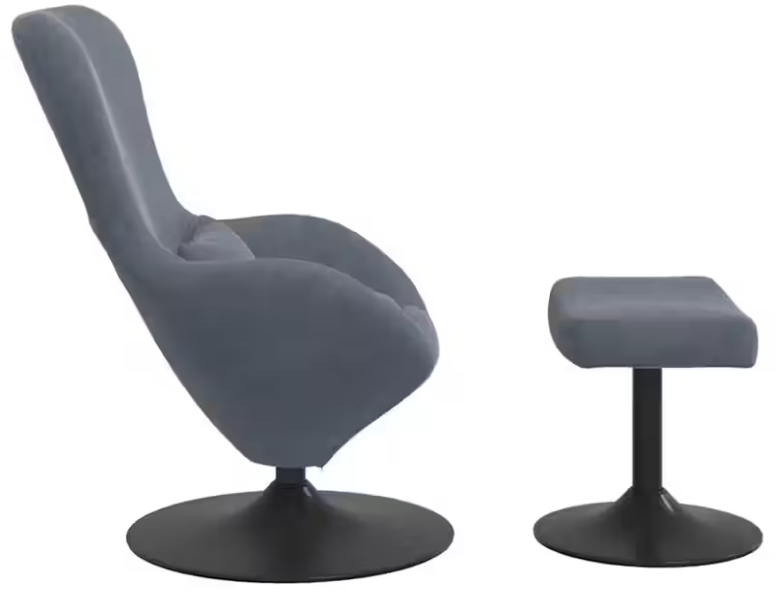 Křeslo relaxační, vajíčko, s taburetem, tmavě šedá, JOJO