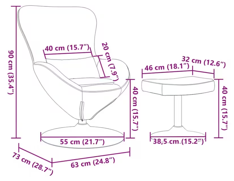 Křeslo relaxační, vajíčko, s taburetem, tmavě šedá, JOJO