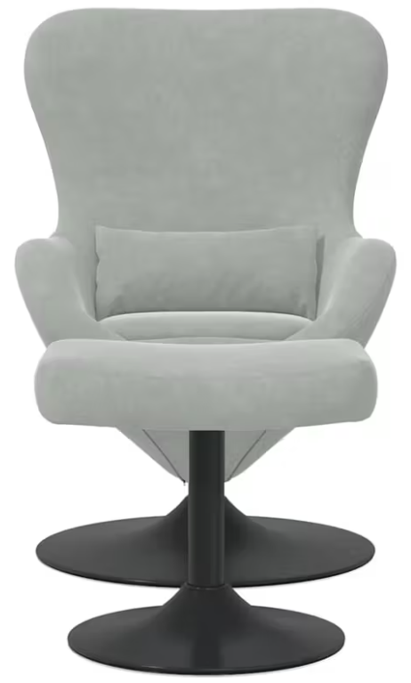 Křeslo relaxační, vajíčko, s taburetem, světle šedá, JOJO