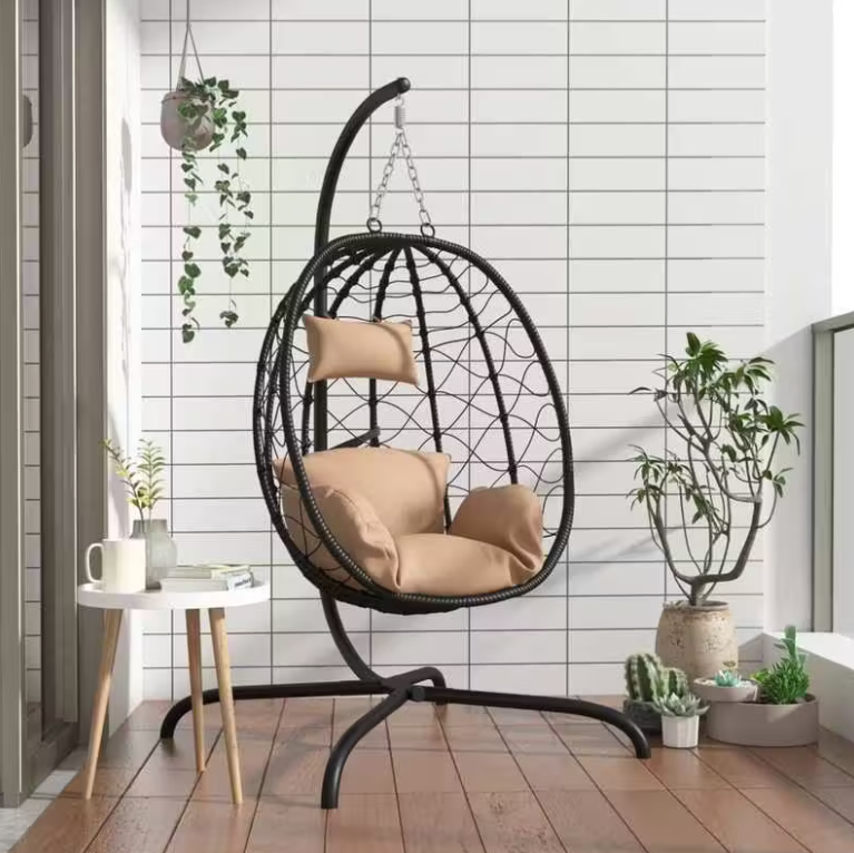 Závěsné křeslo, antracit/světle hnědá, KALPA 3 NEW