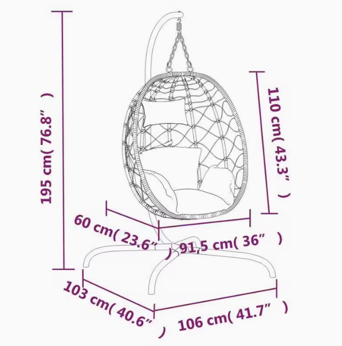Závěsné křeslo, antracit/krémová, KALPA 3 NEW