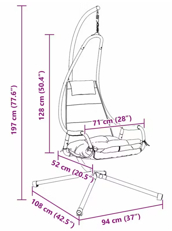 Závěsné křeslo, antracit/světle šedá, DOBLA NEW