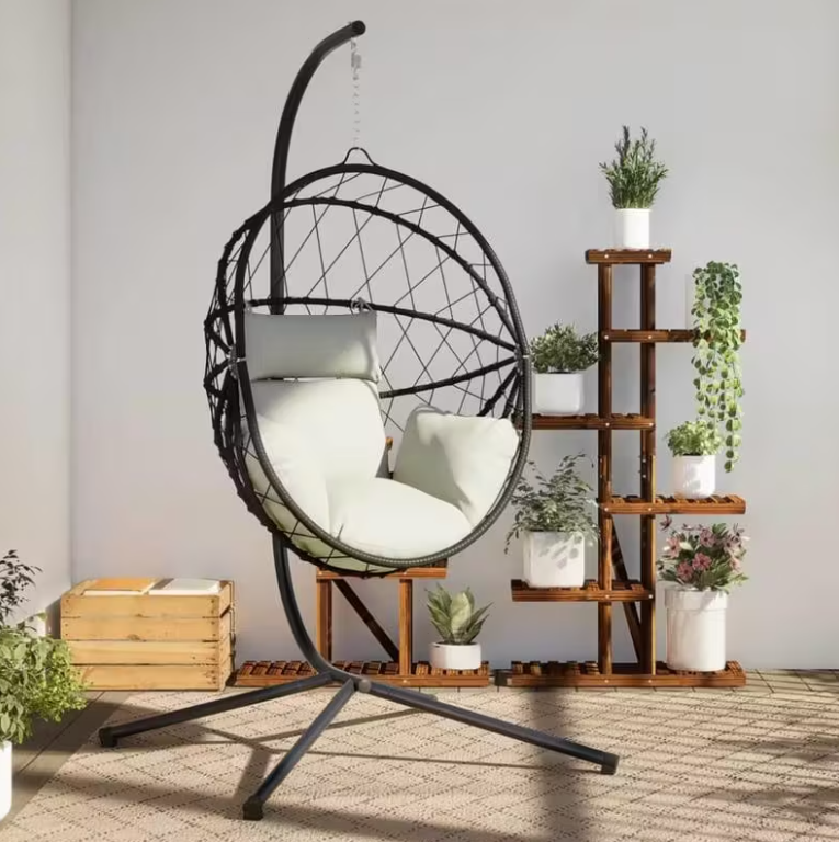 Závěsné křeslo, antracit/krémové, NOBOJUKI NEW