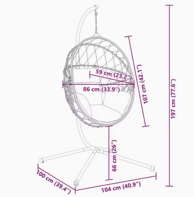 Závěsné křeslo, antracit/hnědá, NOBOJUKI NEW