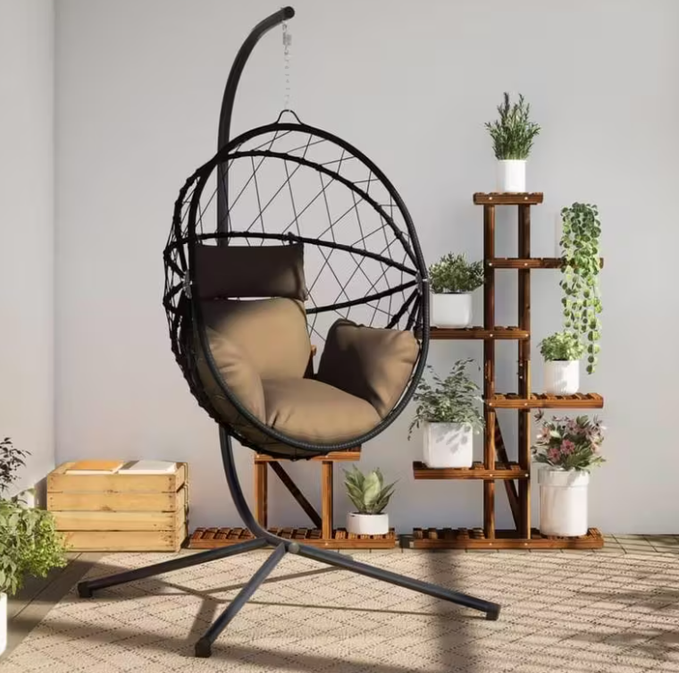 Závěsné křeslo, antracit/hnědá, NOBOJUKI NEW