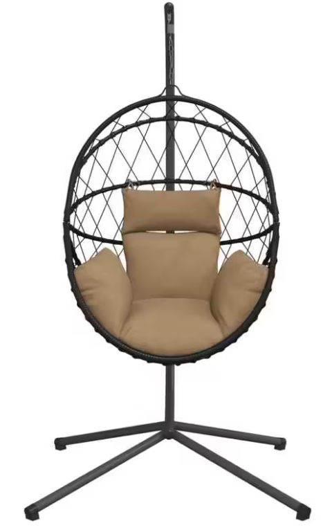 Závěsné křeslo, antracit/hnědá, NOBOJUKI NEW