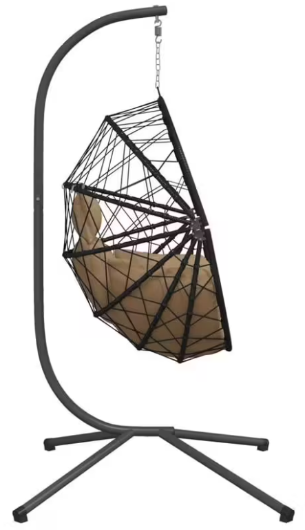 Závěsné křeslo, antracit/hnědá, NOBOJUKI NEW