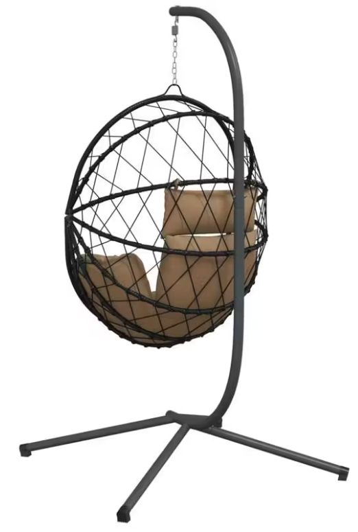 Závěsné křeslo, antracit/hnědá, NOBOJUKI NEW