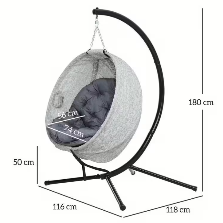 Závěsné křeslo, černá/světle šedá/tmavě šedá, GOLAN NEW