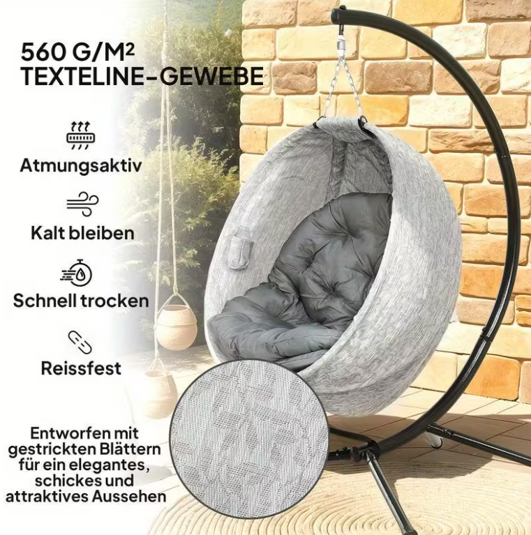 Závěsné křeslo, černá/světle šedá/tmavě šedá, GOLAN NEW