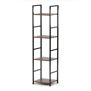 Regál GD-214 OLW, 4 police, dekor staré dřevo, MDF, černý lak