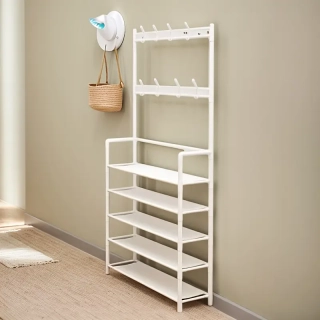 Univerzální věšák s botníkem, bílá, CELANO