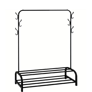 Stojan na šaty, kov černý, postranní věšáčky, BELVIN
