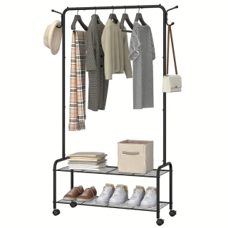 Stojan na šaty a boty, kov černý, VASIL