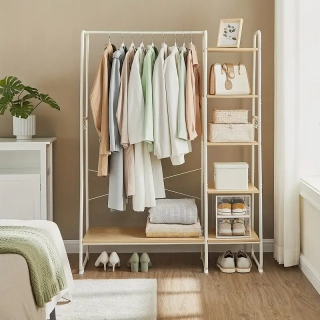 Stojan na šaty, kov / MDF, bílá / dus sonoma, EMBER