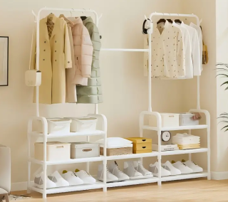 Stojan na šaty, kov bílá, VINSON