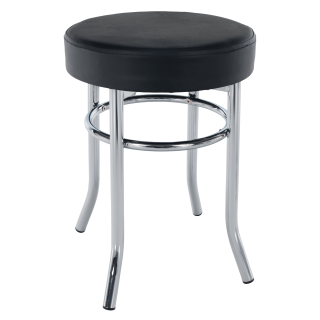 Taburet IRENA, černá ekokůže / chrom, kulatý, 43 cm
