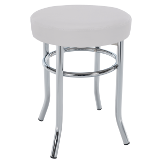 Taburet IRENA, bílá ekokůže / chrom, kulatý, 43 cm