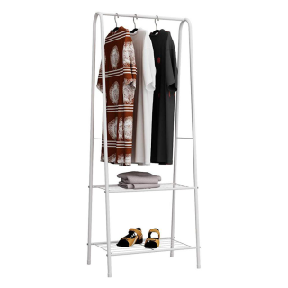 Stojan na oblečení s policemi, bílá, ROTAR