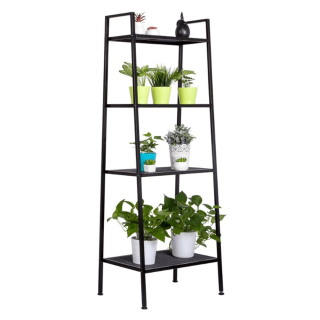 4-policový kovový regál, černá, ALDEA
