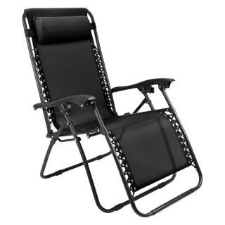 Zahradní polohovací křeslo, černá, GERALD NEW