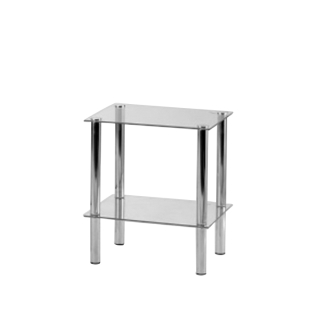 Skleněný regál FREDDY, 2 police, chrom / čiré sklo