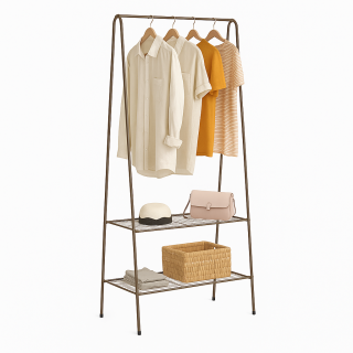 Stojan na oblečení s policemi, káva, ROTAR