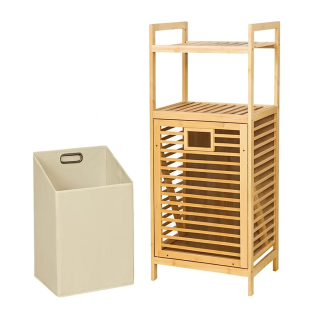 Bambusový koš na prádlo, odolná konstrukce, béžová/přírodní, KERI NEW TYP 2
