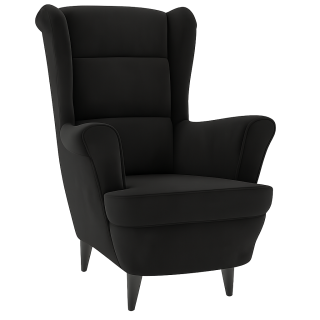 Křeslo ušák, relaxační, nohy tmavé, černá, ASTRID