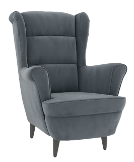 Křeslo ušák, relaxační, nohy tmavé, šedá, ASTRID