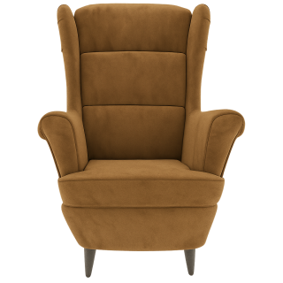 Křeslo ušák, relaxační, nohy tmavé, hnědá, ASTRID