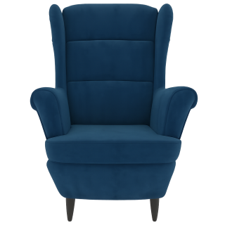 Křeslo ušák, relaxační, nohy tmavé, modrá, ASTRID