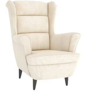 Křeslo ušák, relaxační, nohy tmavé, smetanová, ASTRID