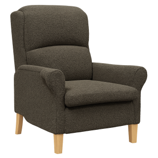 Křeslo ušák, relaxační, nohy masiv, bouclé tmavě šedá, CHARLOT